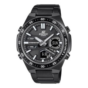 Casio Mens Stainless Steel Edifice Analog-Digital Black Dial Watch