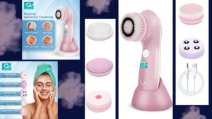 amazon face massager roller Q DEVICES 6-in-1 Facial Cleanser & Massager – Waterproof, Rechargeable Spin Brush Set with 6 Heads for Deep Cleansing, Exfoliation & Relaxing Face..