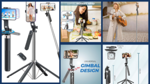 Selfie Stick Tripod Kratos 65" Selfie Stick Tripod with Reinforced 4-Leg Tripod Stand Comes with 360° Rotatable Handle for Panoramic Shots with Detachable BT. Ultimate.
